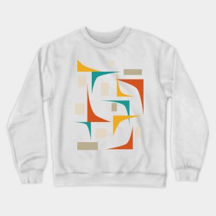 Mid Century Retro Geometric Corners On Brown Crewneck Sweatshirt